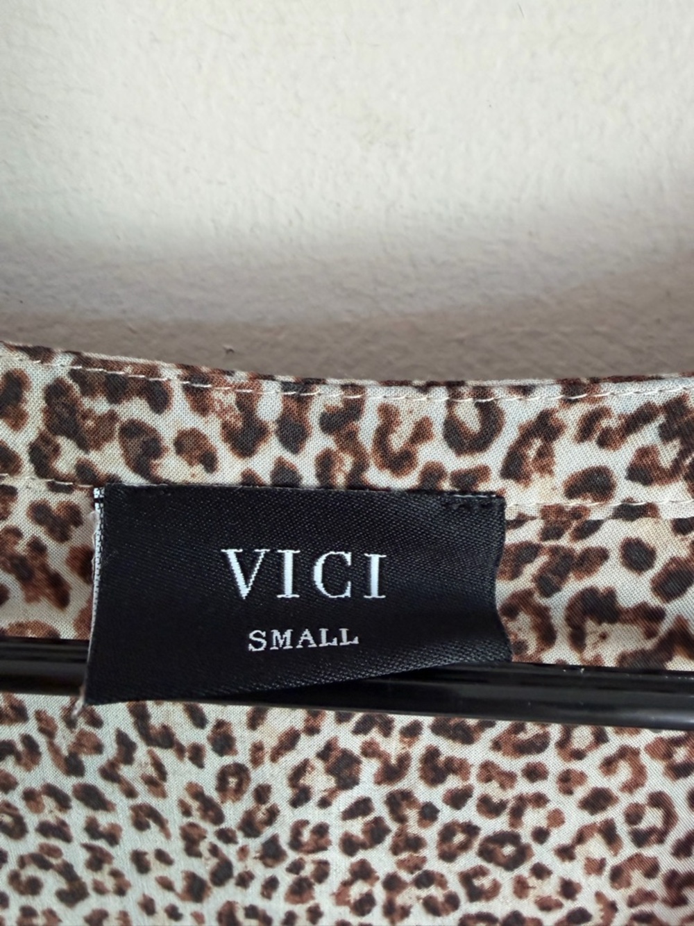 VICI Leopard Print Babydoll Mini Dress Brown Tan Long Sleeve Small S#25-666LDJ - Picture 2 of 4